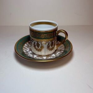 Elegant Gold and Green German demitasse Teacup Set